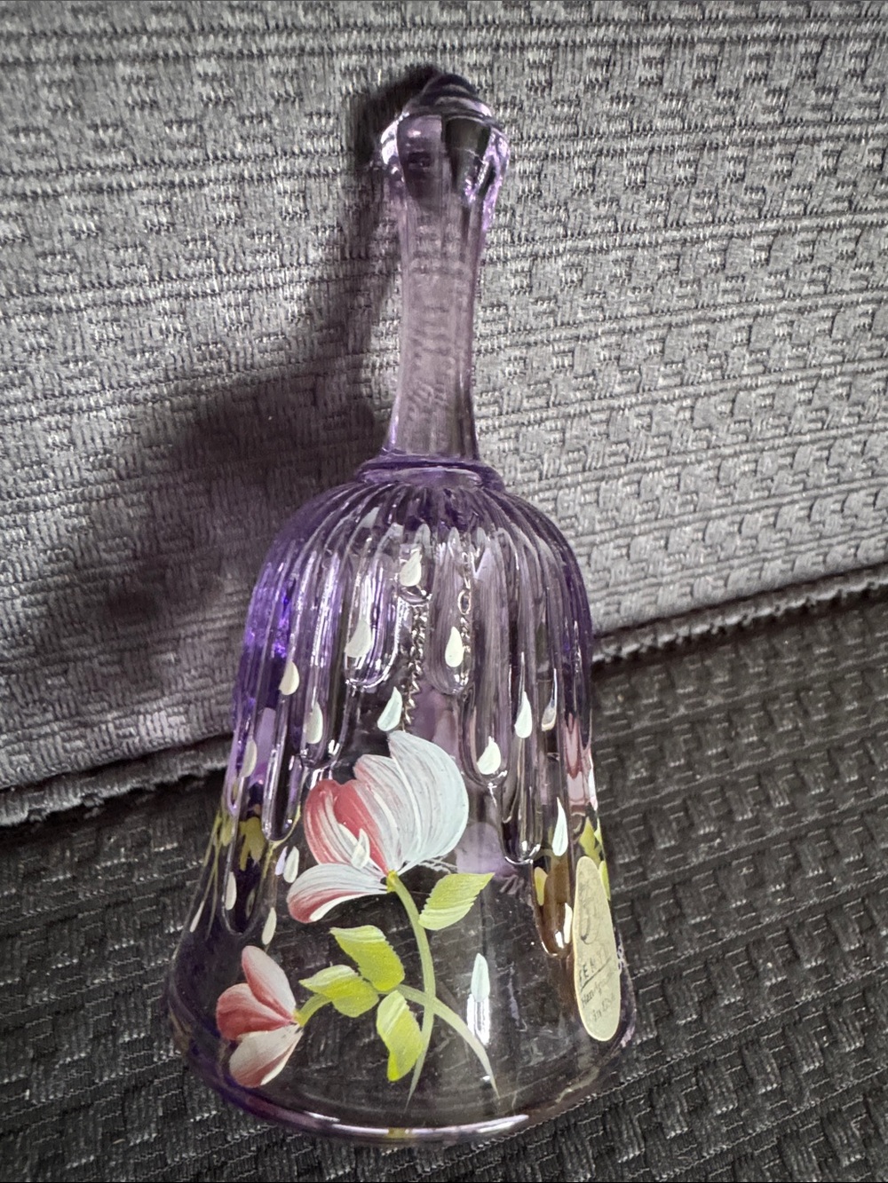 Fenton Lavender Hand-Painted Floral Glass Bell